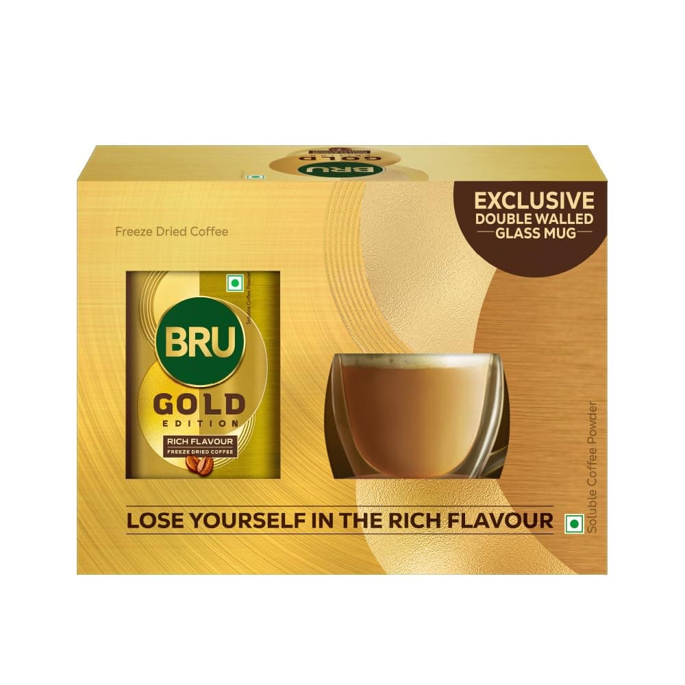 Bru Gold Edition 100% Pure Coffee 100g (with Exclusive Double Walled Glass Mug)