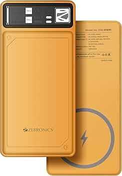 ZEBRONICS MW61 Wireless Power Bank, 10000 mAh, Rapid Charge, Built-in Wireless Charging Pad, Outputs - 22.5W Wired | 15W Wireless, Type C PD 3.0, LED ...