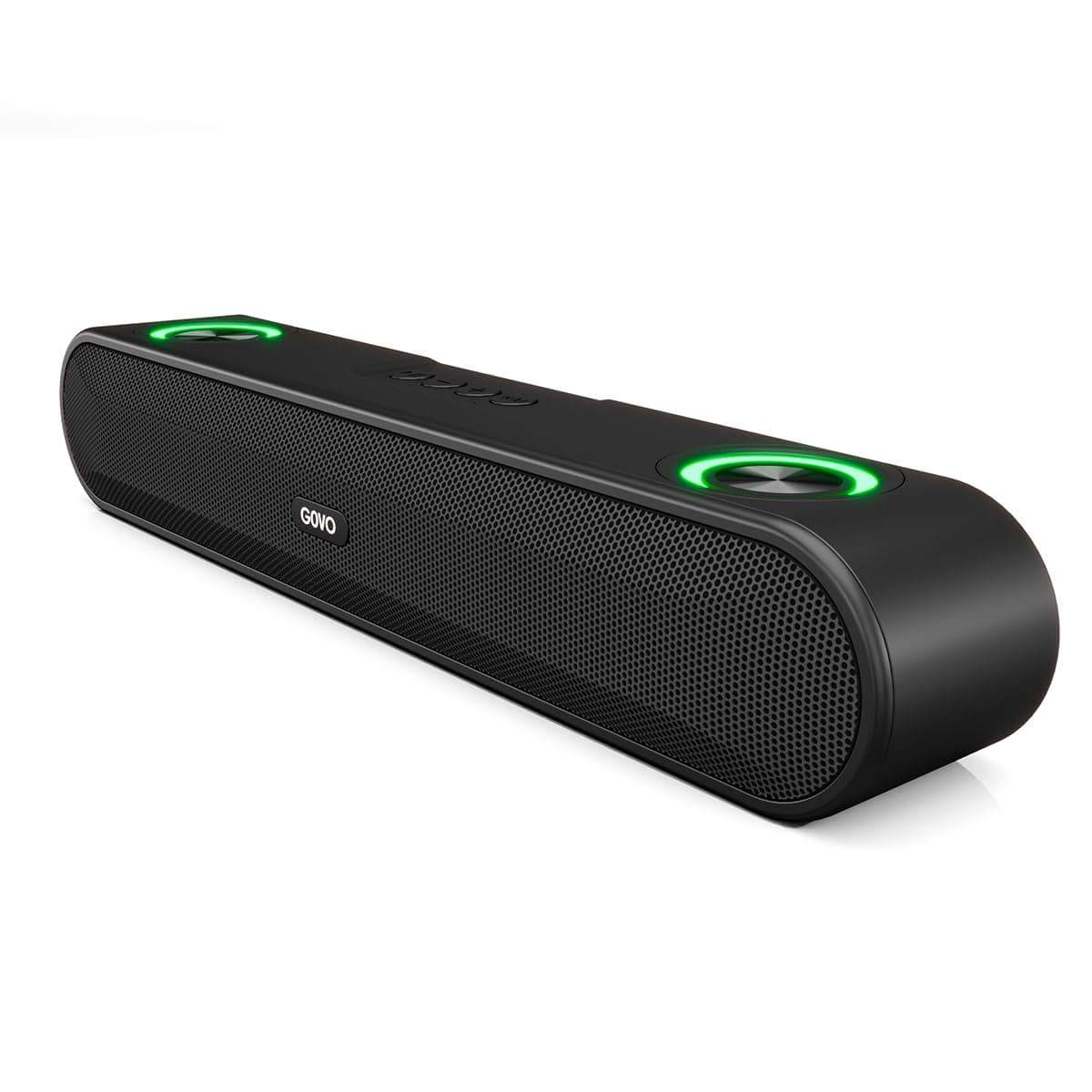 Govo GoSurround 220 16W Bluetooth Sound bar, 2000 mAh Battery, 2.0 Channel with 52mm Drivers, Multicolor LED Lights with TWS, AUX, Bluetooth and USB (Platinum Black