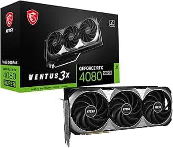 MSI GeForce RTX 4080 SUPER 16G VENTUS 3X OC Graphic Card - NVIDIA GeForce RTX 4080 SUPER GPU, 16GB GDDR6X 256-bit Memory, 23 Gbps, PCI Express 4 Inter...