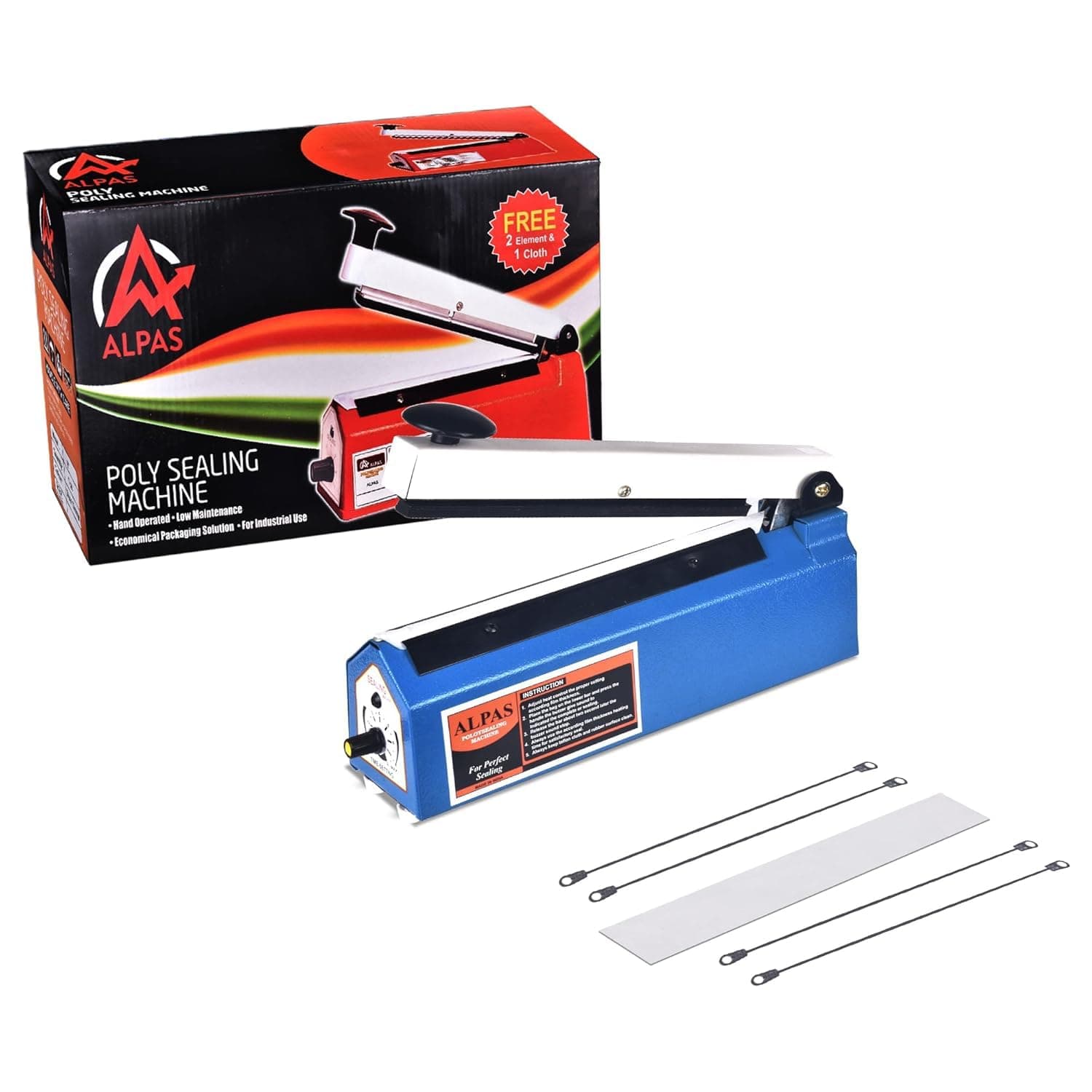 ALPAS Manual Heat Sealing Machine 8 Inch (203mm)| Vacuum Packet Sealer Machine With 1 Year Warranty| Perfect for Plastic, Pouch, Food Packets, Poly Ba...