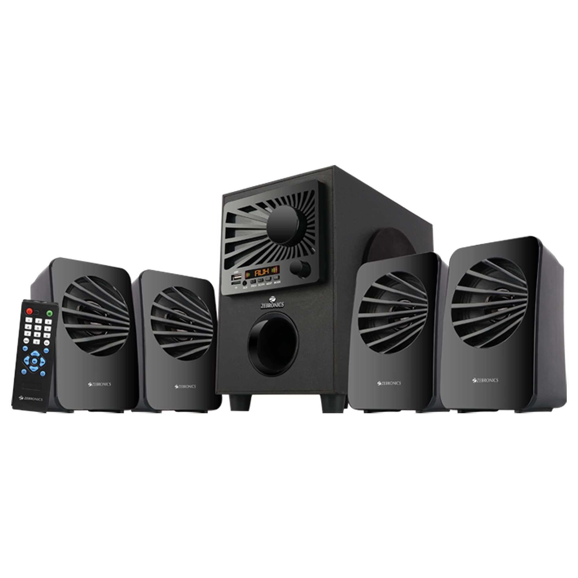Zebronics Zeb-Sunshine 4.1 Multimedia Speaker with Bluetooth Supporting,USB,mSD,AUX,FM and Remote Control-(Black) PC Speakers