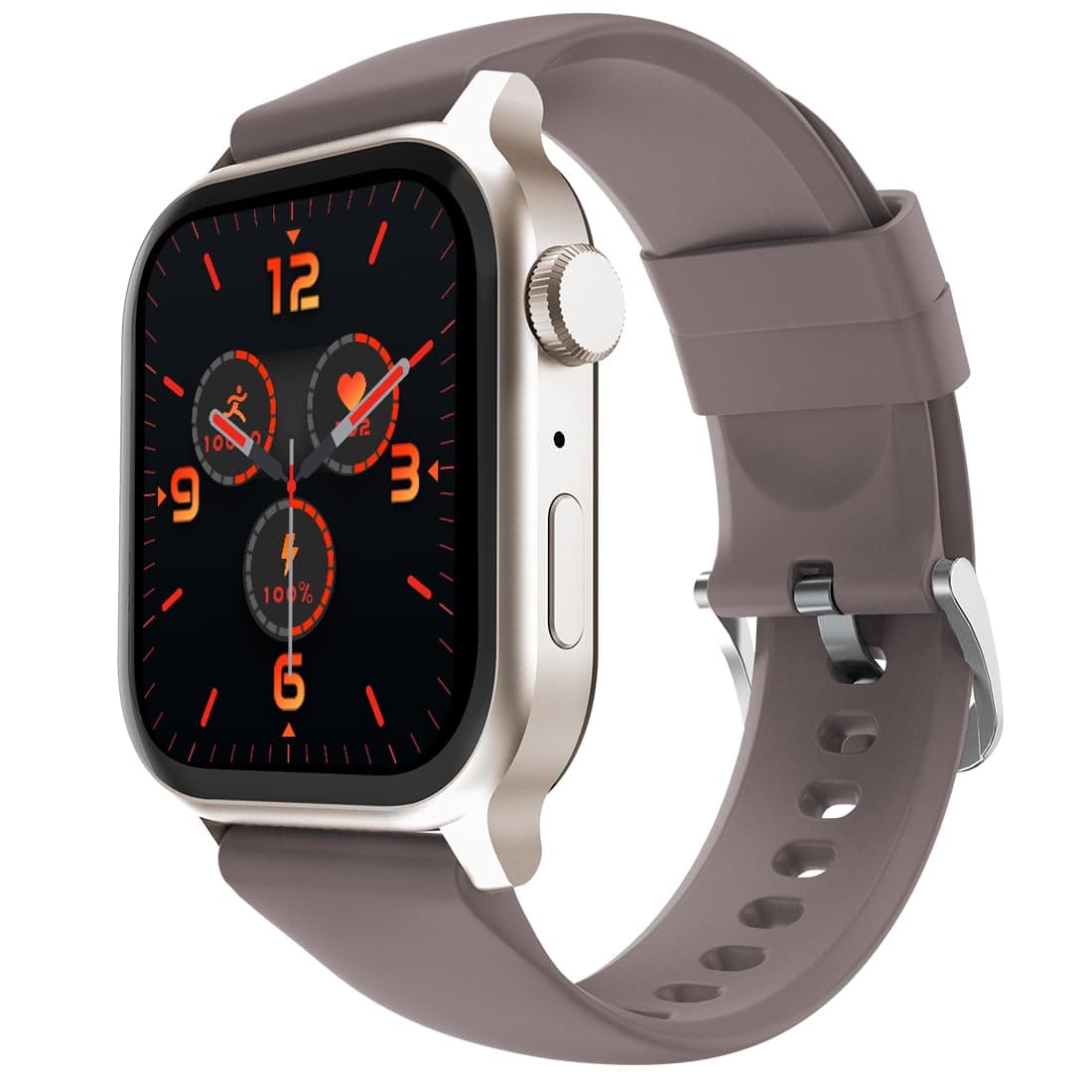 Fire-Boltt Rise Smart Watch, 1.85" HD Display, Metal Body with Bluetooth Calling, Rotating Crown, AI Voice Assistant, 120 Sports Modes, Neon UI, SpO2 & Heart Rate Monitoring (Cinnamon Slate)