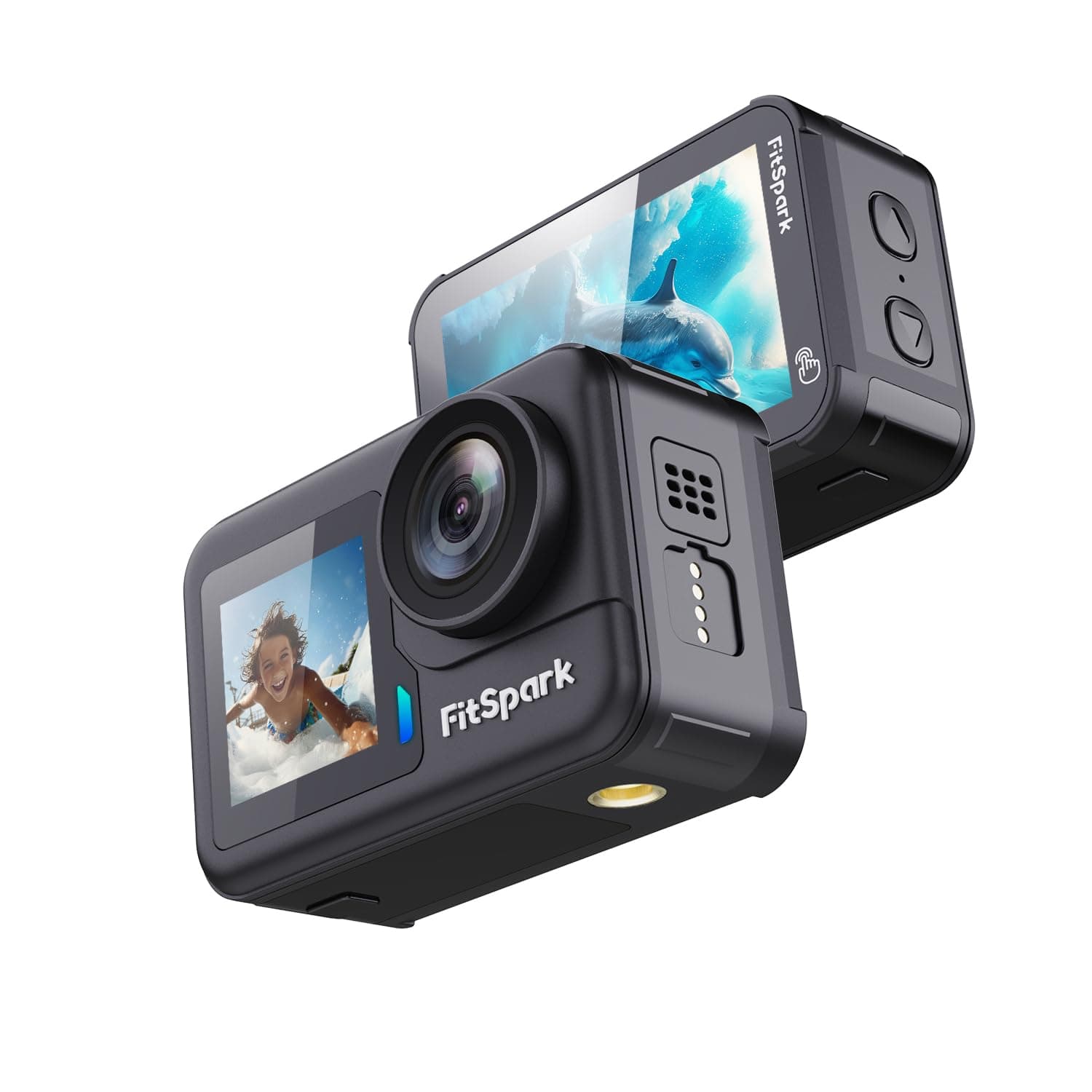 FitSpark DOLPHIN 1.0 20M Body Waterproof Real 4K30FPS 20MP Dual Touchscreen WiFi Action Camera | Pre-Record | EIS+6Axis Gyro | No.1 Chipset-Sensor | W...
