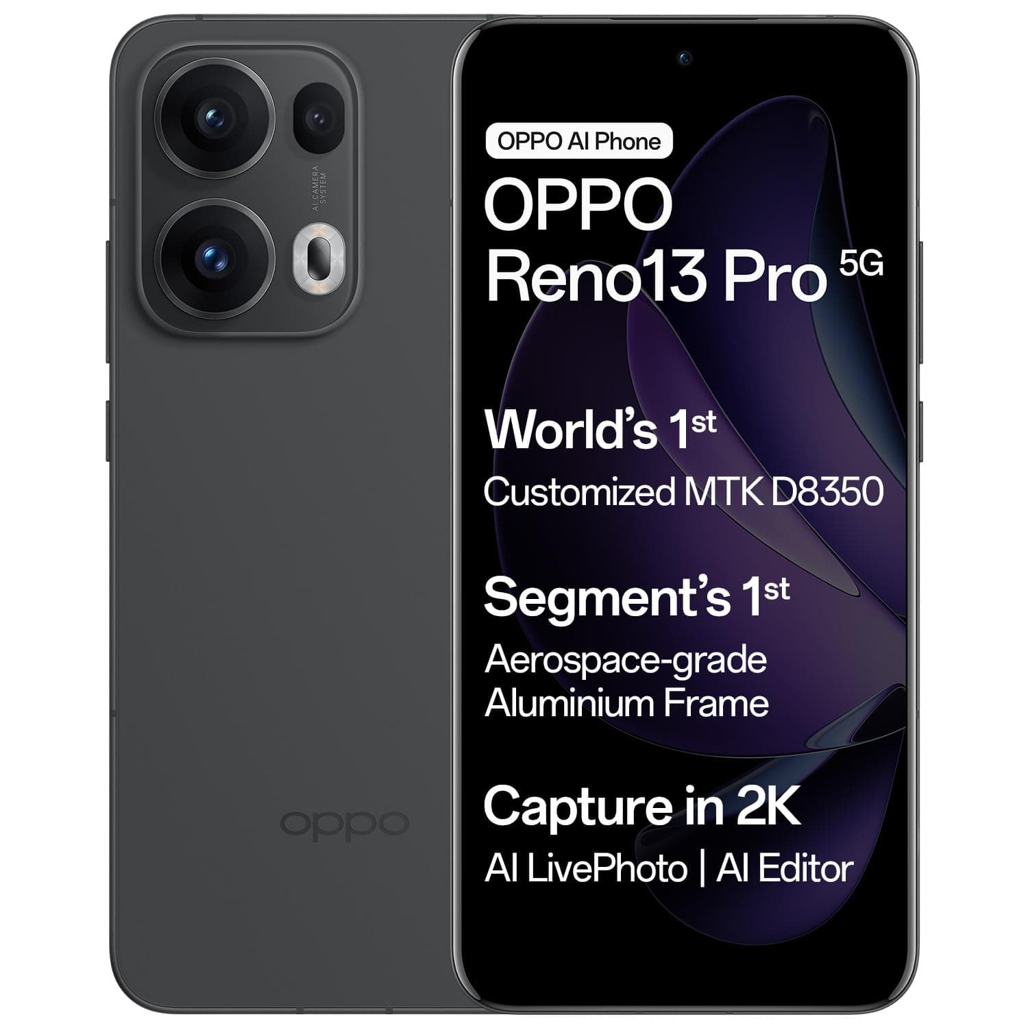 OPPO Reno13Pro 5G (Graphite Grey, 12GB RAM, 512GB Storage) with No Cost EMI/Additional Exchange Offers