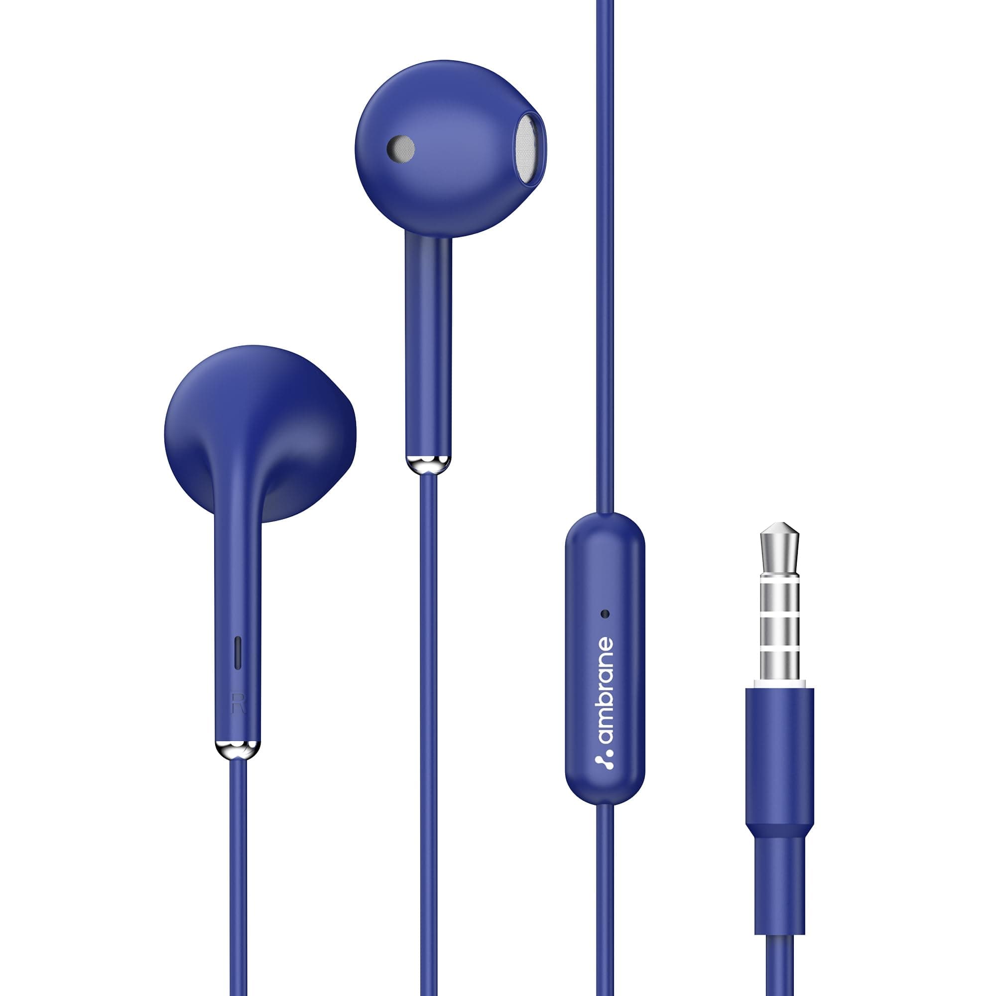 Ambrane Wired Headphones in Earphones with in-Line Mic for Clear Calling, 14Mm Dynamic Drivers for Boostedbass, 3.5Mm Jack, Multi-Functional Controlle...