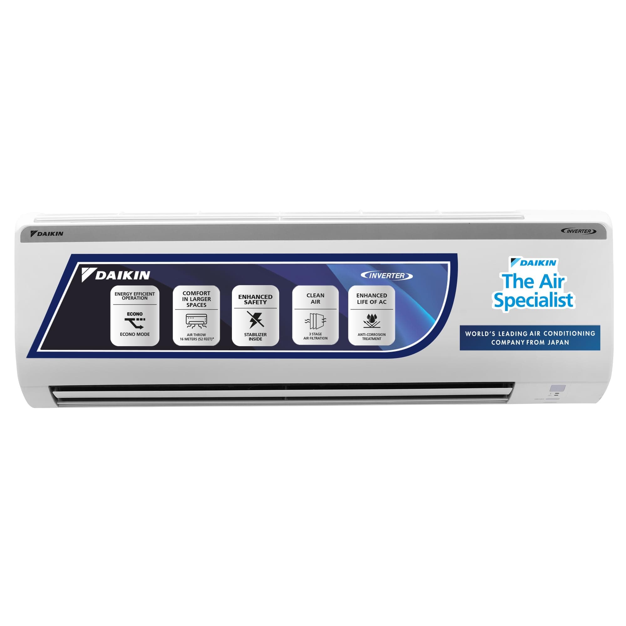 Daikin 1.5 Ton 3 Star Inverter Split AC (Copper, PM 2.5 Filter, 2023 Model, FTKY50UV, White)