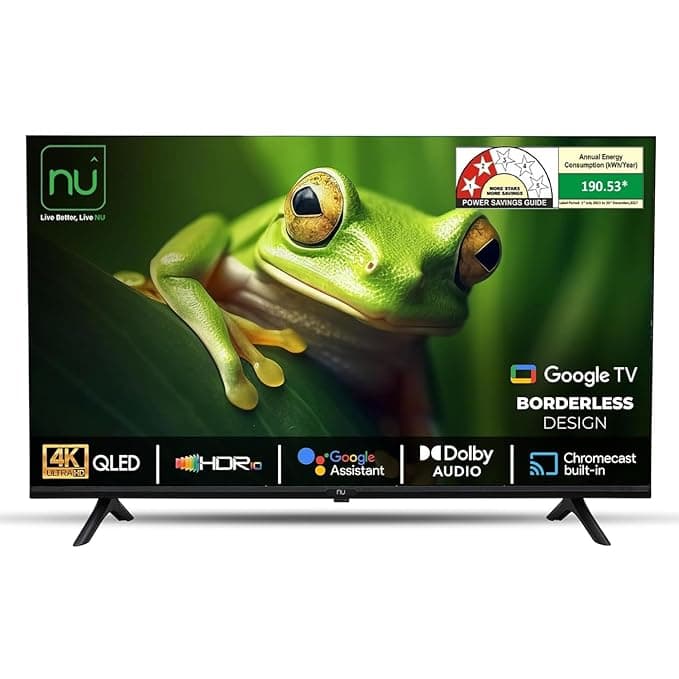 NU 139 cm (55 Inches) New 2025 Borderless Series 4K QLED Smart Google TV LED55QUGNX