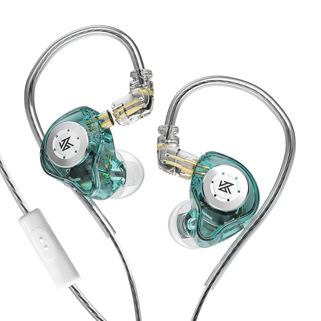 KZ EDX Pro IEM Earphone, HiFi Stereo Special Dual Magnetic Circuit Dynamic Driver Resin Inlay Metal Process in-Ear Monitors Earbuds With 5N OFC 2Pin Detachable Cable with Leatherette Case (Cyan, With Mic)