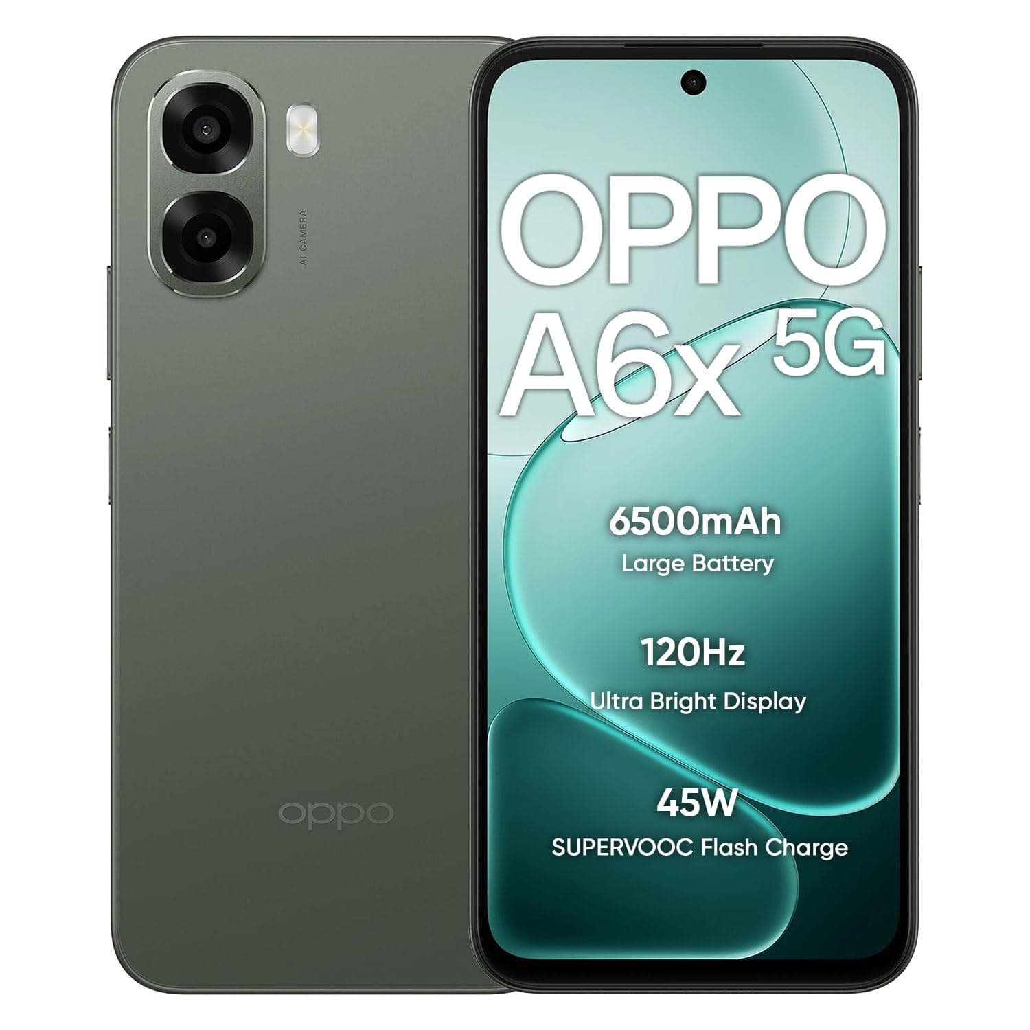 OPPO A6X 5G Smartphone 4+64 GB Olive Green with No Cost EMI | 6.75-inch 120Hz Display, 6500mAh Battery, 5MP & 13MP Camera,...