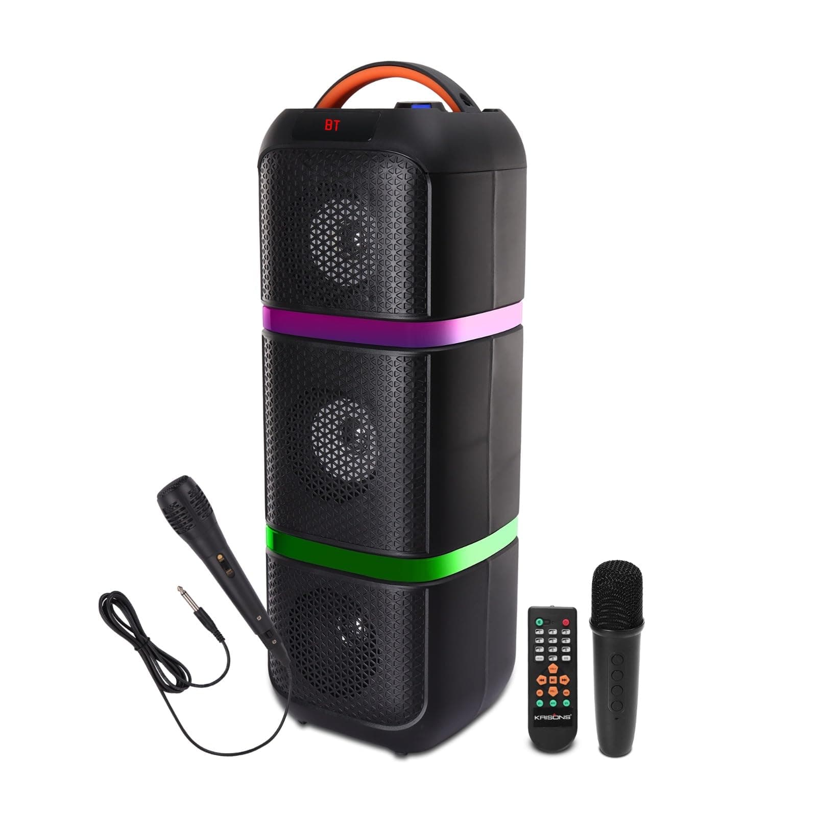 Krisons Eternal Tripple Woofer 100 W Multi-Media Bluetooth Party Tower Speaker with One Wireless Mic, One Wired Mic for Karaoke with Remote,in Built D...