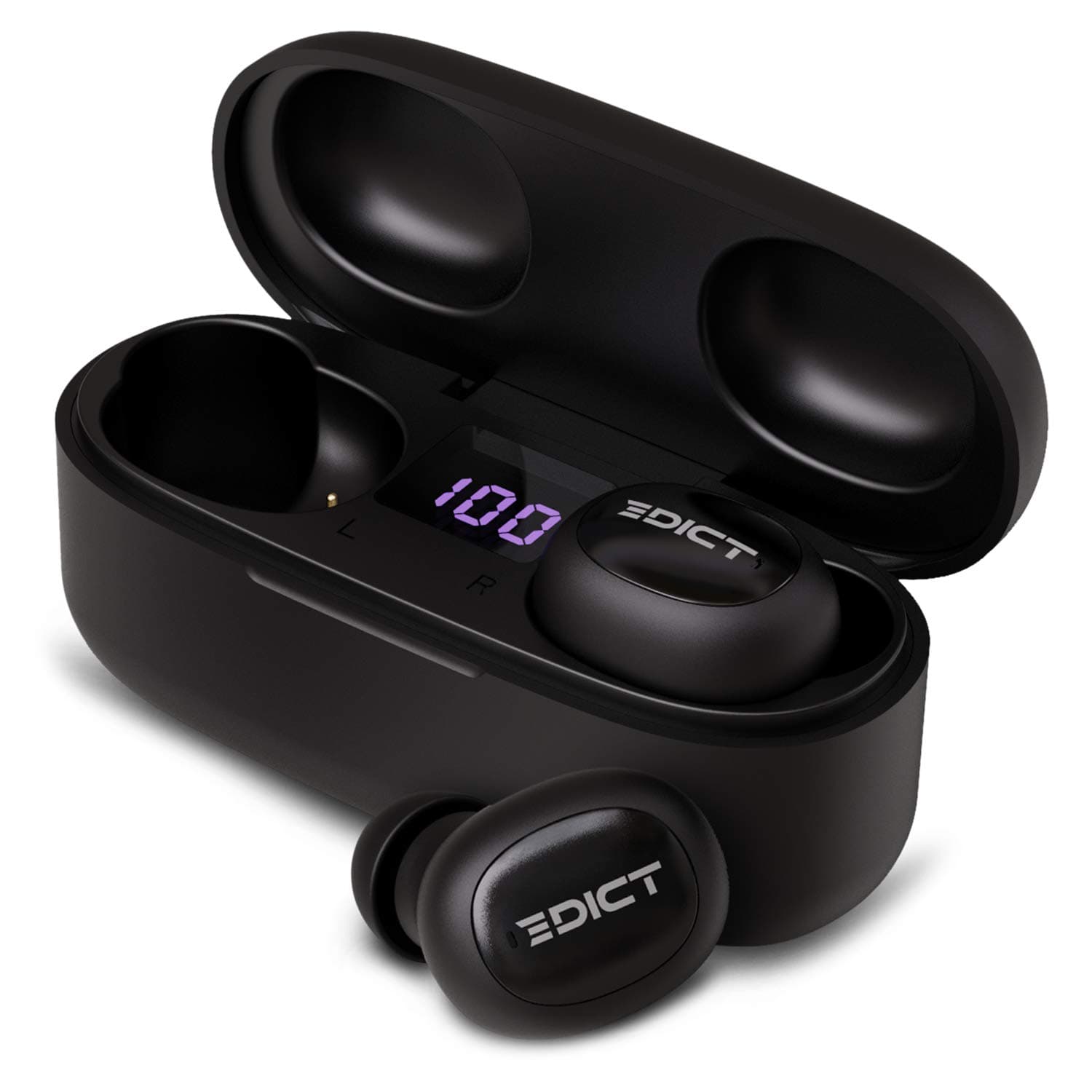 EDICT ETWS01 Bluetooth Truly Wireless in Ear Earbuds with Mic (Black) In-Ear