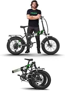 EMotorad Doodle v3 Foldable Electric Cycle with 4" Fat Tyres, 7Speed Shimano Gears,16" Aluminium Frame, Front Suspension, LCD Display (Black Green)