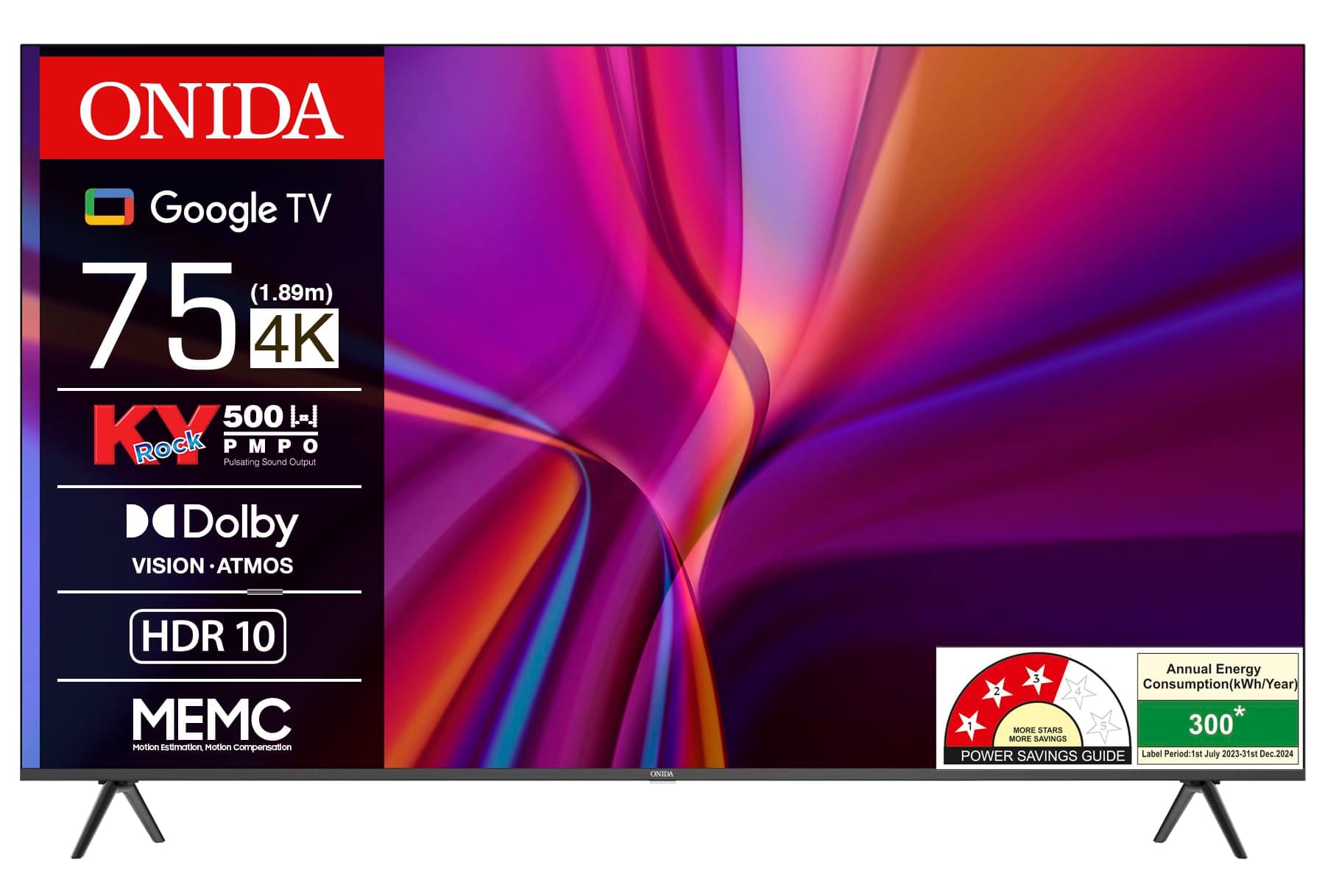 ONIDA 189 cm (75 inch) Nexg Series 4K Ultra HD LED Smart Google TV 75UIG-R (Black)