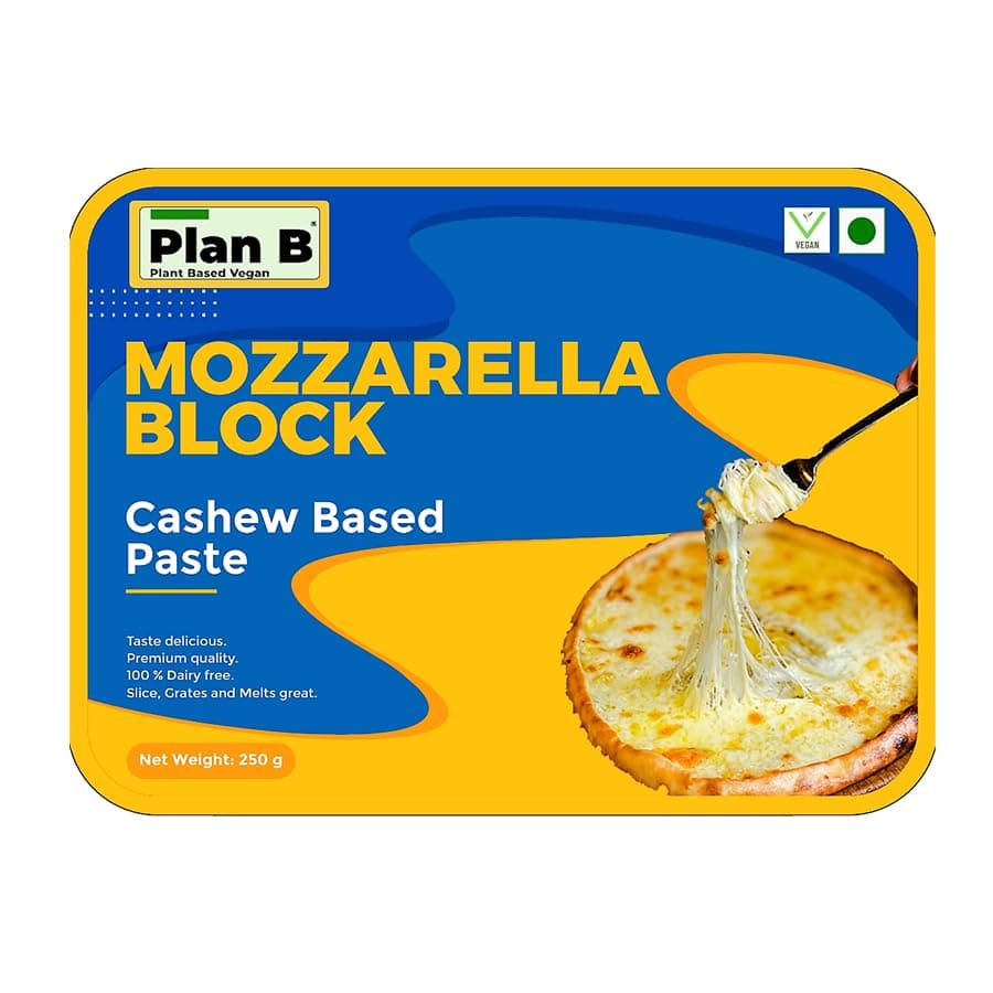 PLAN B VEGAN MOZZARELLA CHEESE BLOCK, 250g (PLANT BASED MELTABLE, SHREDDABLE, SLICABLE CHEESE | VERSATILE CHEESE FOR ALL APPLICATIONS | DAIRY AND LACTOSE FREE)