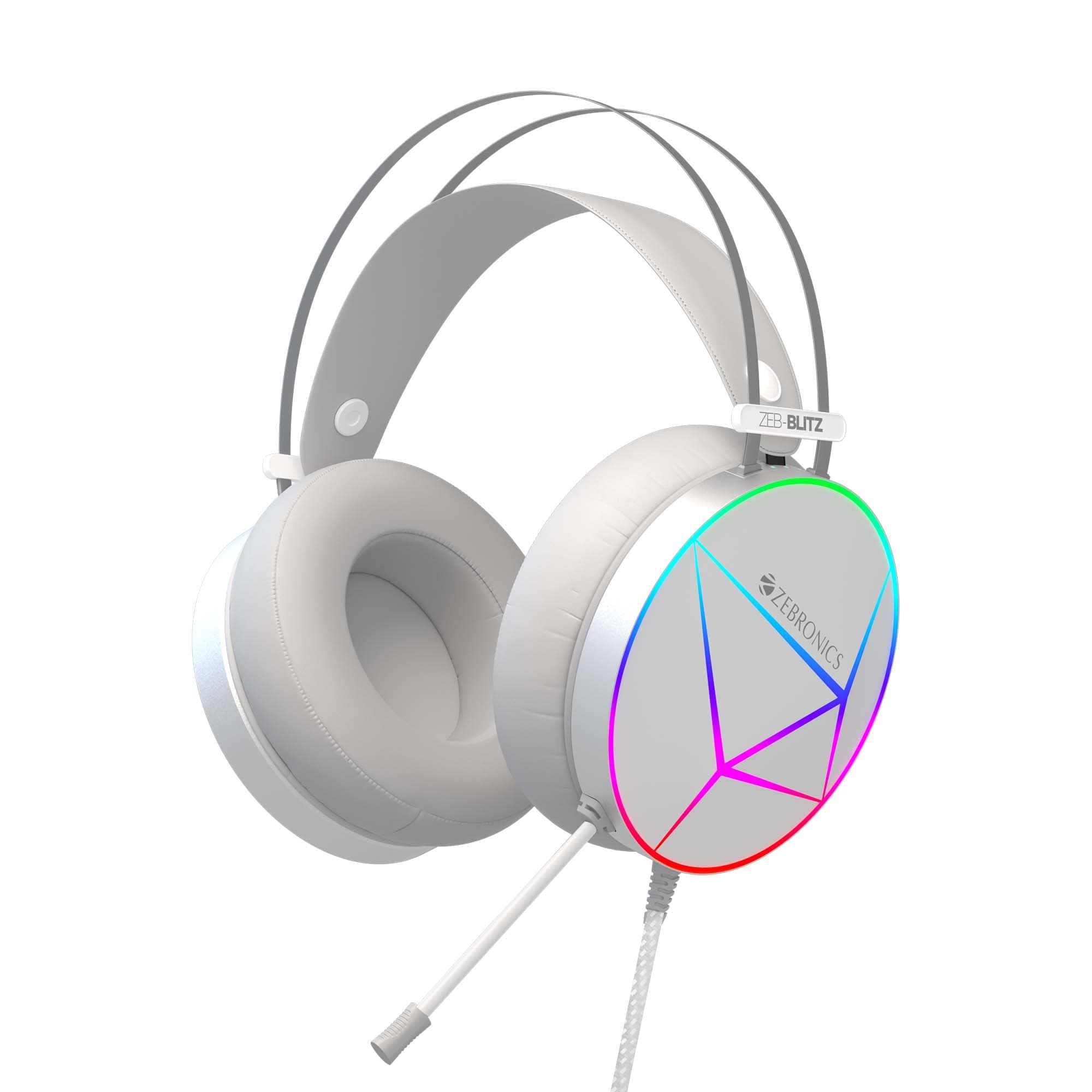 ZEBRONICS Zeb-Blitz USB Gaming Headphone with Dolby Atmos, RGB LED, Windows Software, Simulated 7.1 Surround Sound, 2.4 Meter Braided Cable, Flexible 
