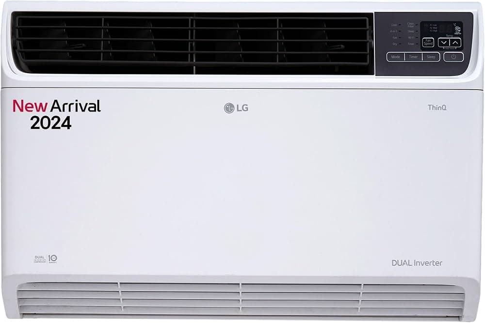 LG 1.5 Ton 3 Star Wi-Fi DUAL Inverter Window AC (Copper, Convertible 4-in-1 cooling, 4 Way Air Swing, HD Filter, 2024 Model, TW-Q18WWXA, White)