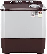 LG 10 kg 5 Star Semi-Automatic Top Loading Washing Machine (P1050SRAZ, Burgundy, Wind Jet Dry), Large