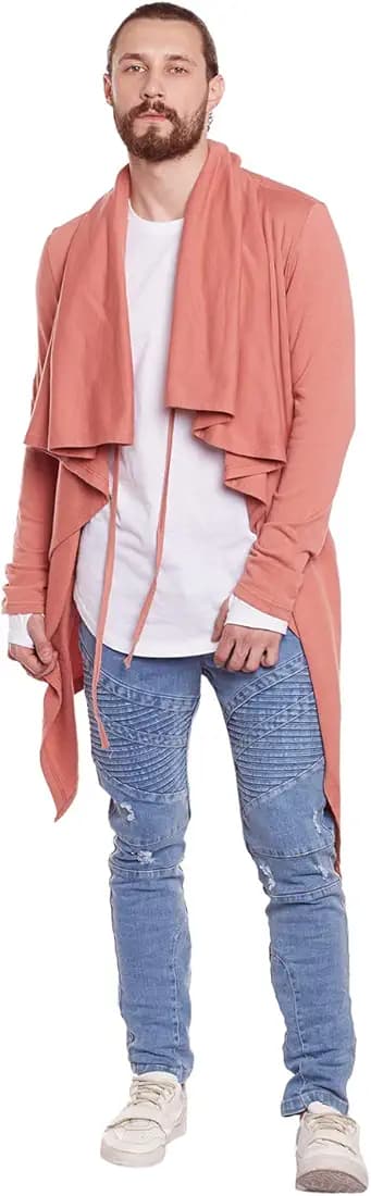 FUGAZEE Waterfall Shrugs Long Stylish | Blend Hooded Cardigan for Men