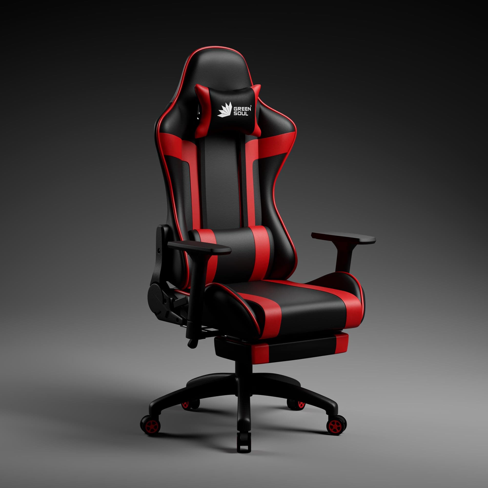 Green Soul Raptor 2.0 Racing Edition Ergonomic Gaming Chair with Premium PU Leather, Adjustable Neck & Lumbar Pillow, 3D Adjustable Armrests & Heavy D...