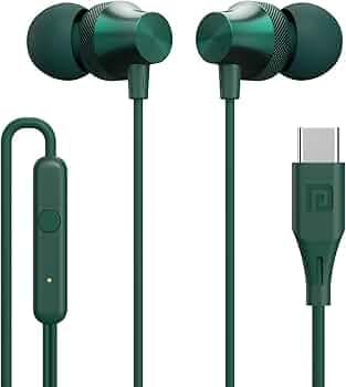 Portronics Conch Beat C in Ear Wired Earphones with Mic, Type C Audio Jack, 10mm Driver, 1.2m TPE Anti Tangle Wire, in line Mic Controls, Powerful Aud...