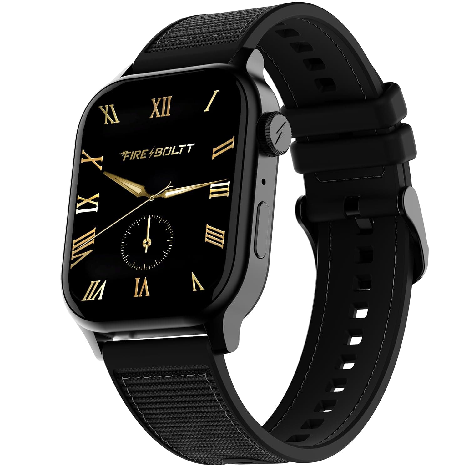 Fire-Boltt Rise Force Smart Watch 1.85 Display, NylonFluoroelastomer Hybrid Strap, Rotating Crown, Bluetooth Calling, Dual Button Control, Metal Body ...