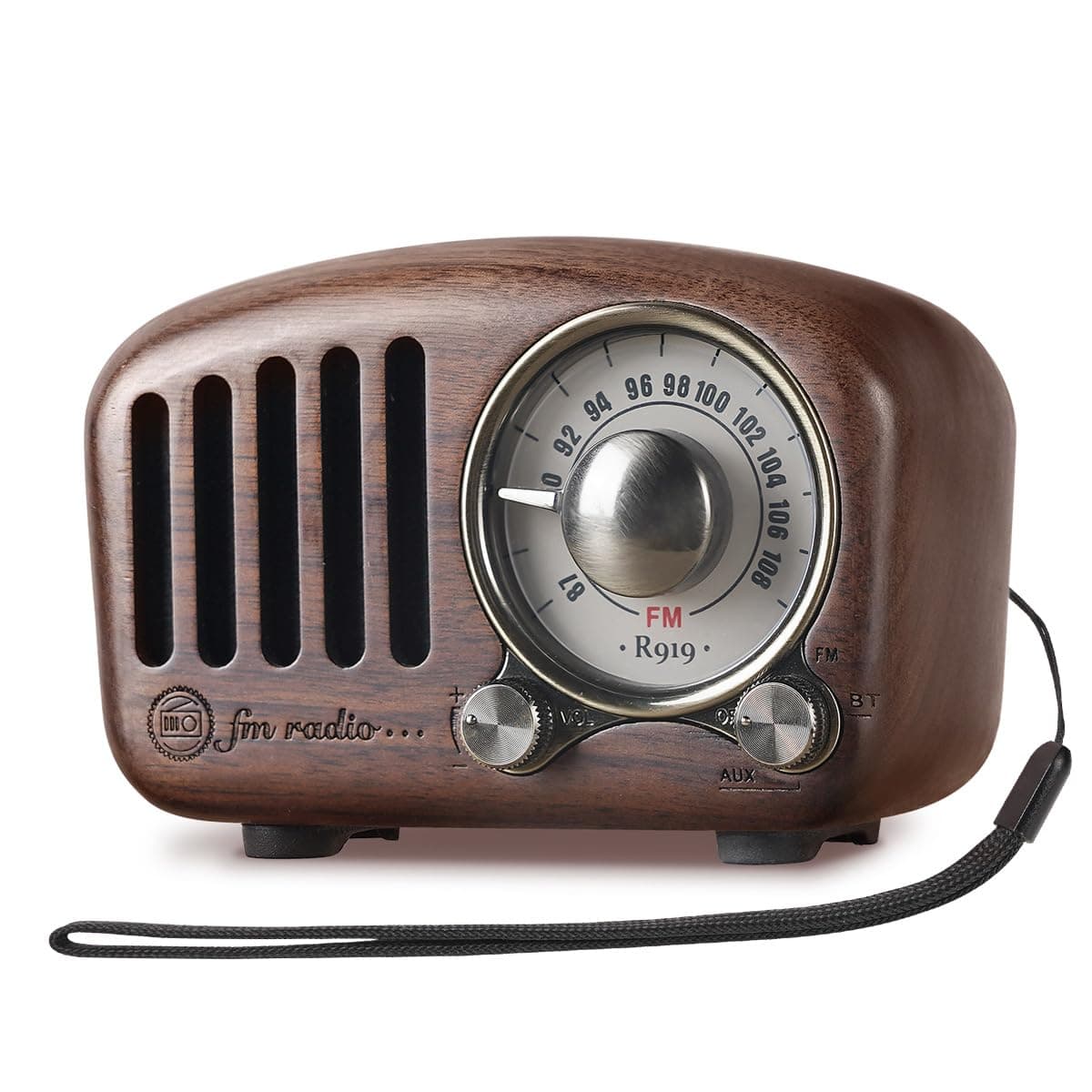 PRUNUS J-919 Retro Bluetooth Speaker Radio with Bass Enhancement Sound Loud Volume BT5.0, MP3 & FM Wooden Vintage AUX Input and TF Card MP3 Player(Wal...
