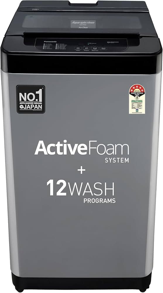 Panasonic 7 Kg 5 Star Fully-Automatic Top Load Washing Machine (2024 Model, NA-F70LF3CRB, Charcoal Inox Grey, 12 Wash Program, Active Foam Wash Techno...