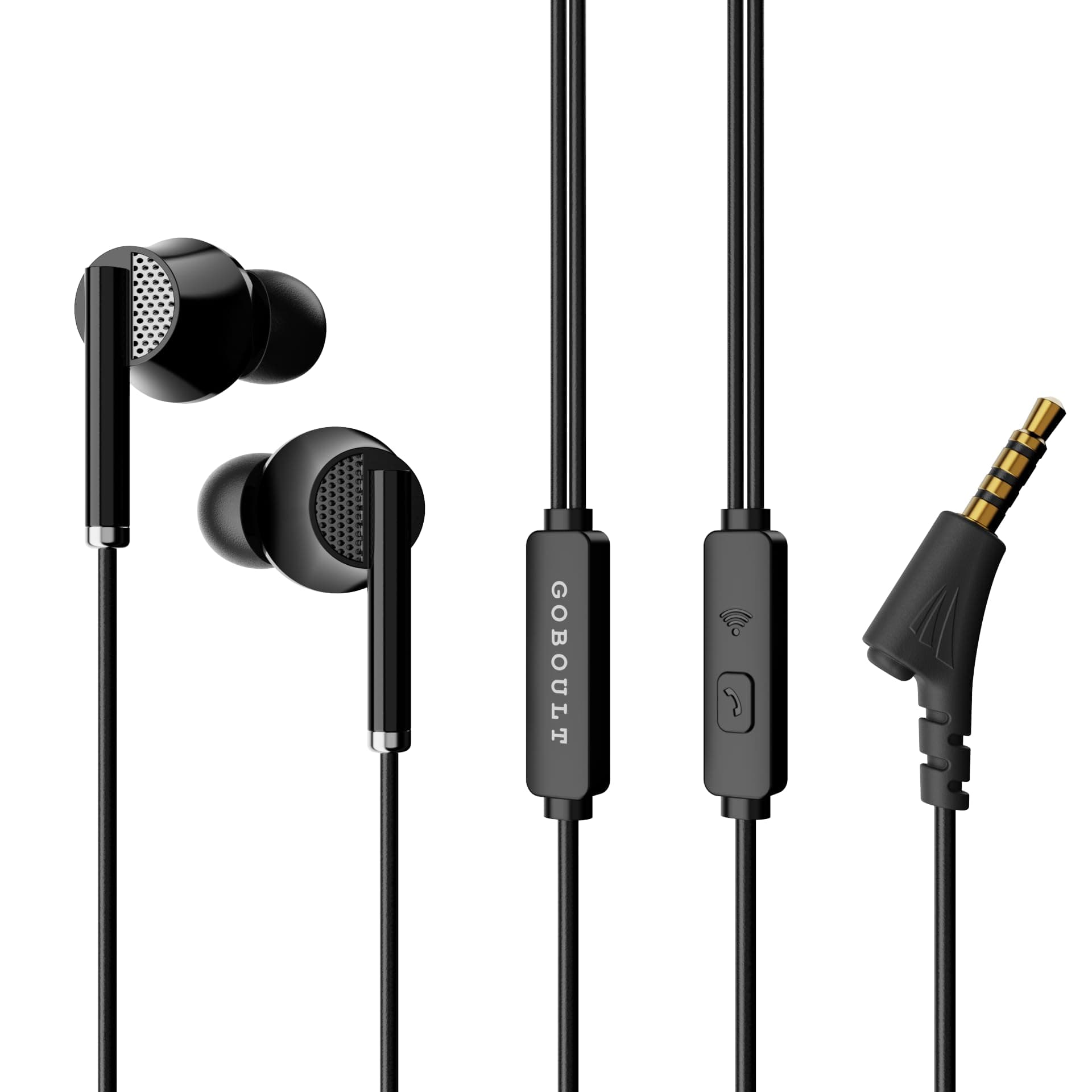 GOBOULT Newly Launched WiredX 250 Earphones with 3.5 mm Jack, 12mm Bass Drivers, Inline Controls, Earphones Wired Headphones with mic