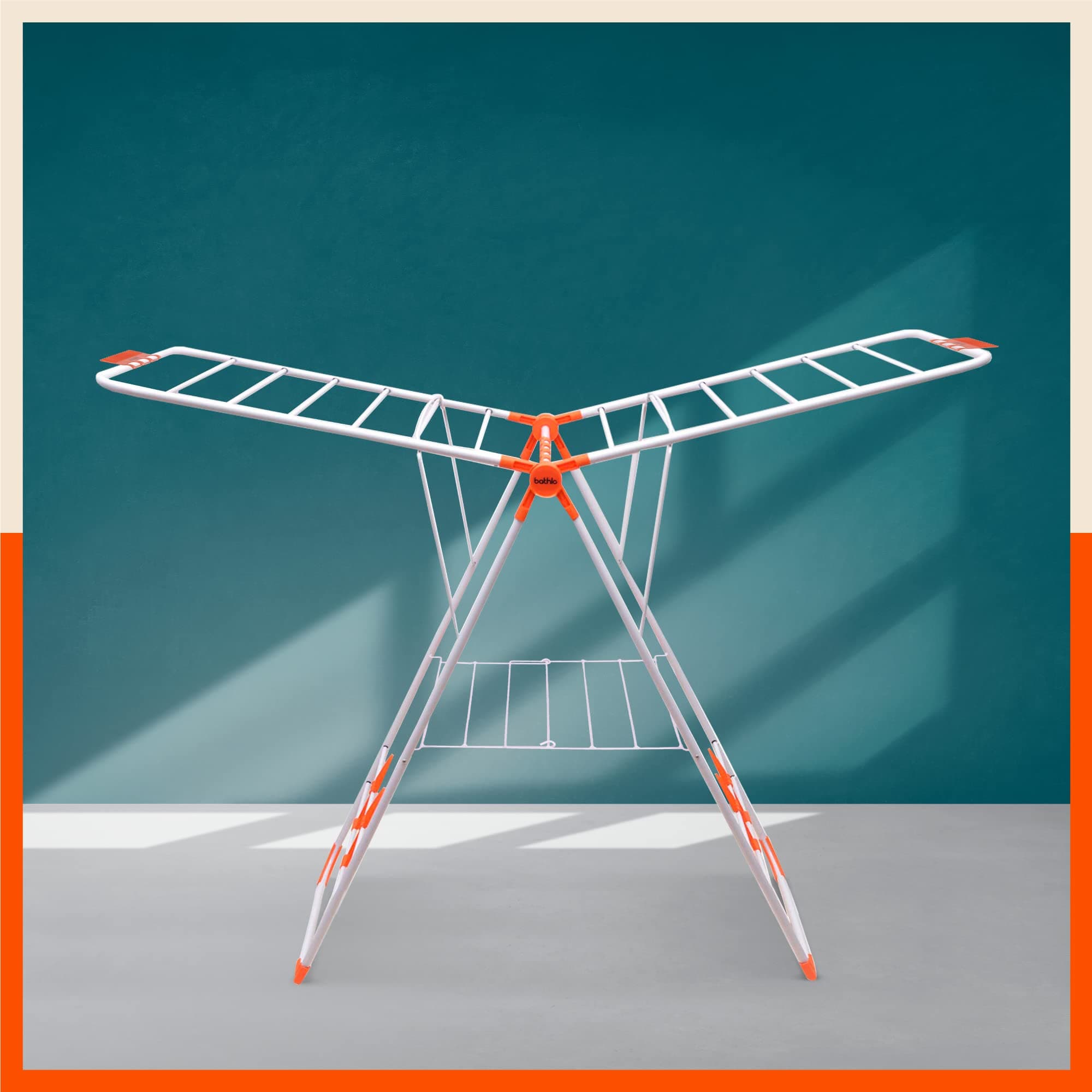 Bathla Mobidry Neo - Foldable Clothes Drying Stand for Home with Weather Resistant Frame (Bright Orange) | Made in India