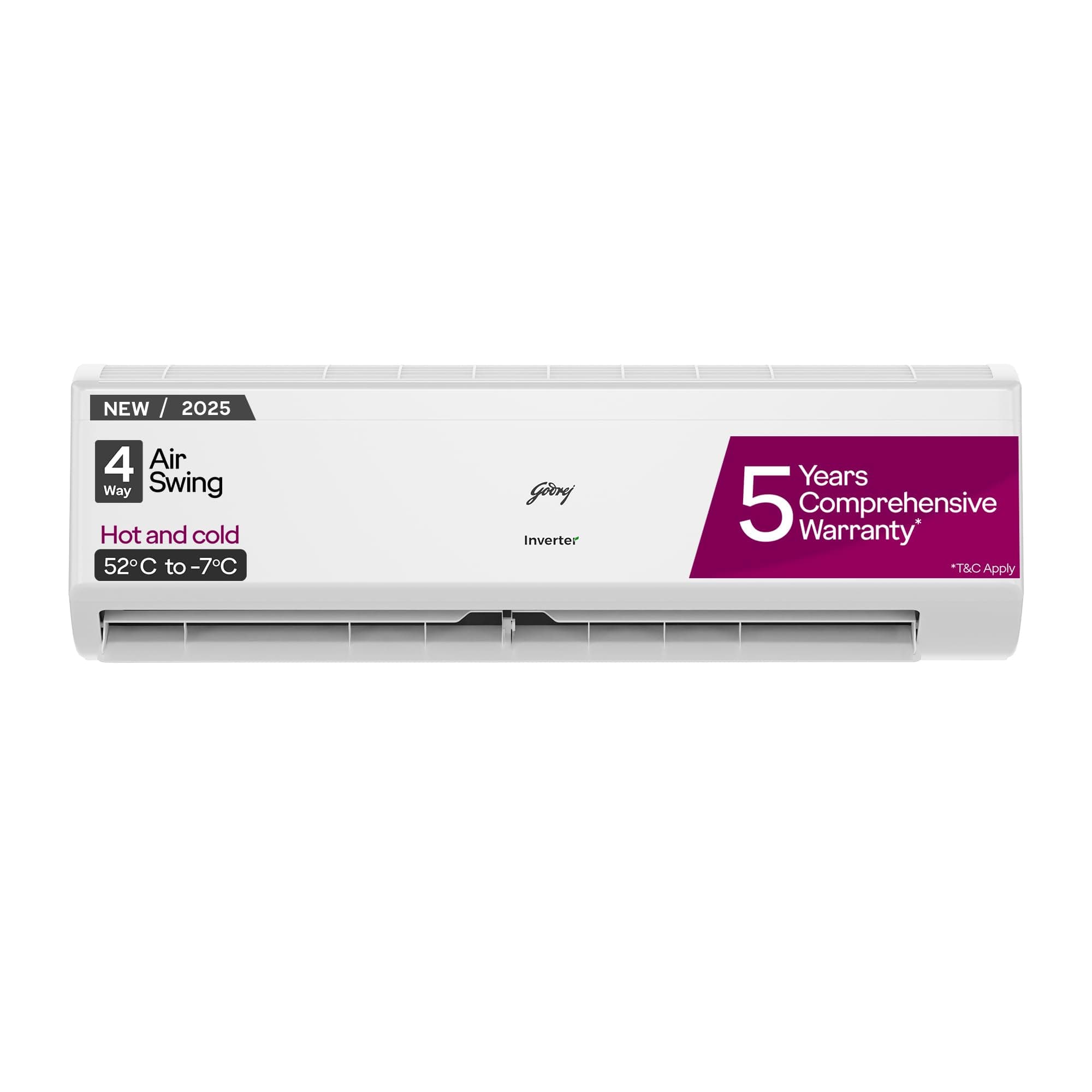 Godrej 1.5 Ton 3 Star, Hot & Cold, 5 Years Comprehensive Warranty, Inverter Split AC (Copper, 2025 Model, 5-In-1 Convertible, AC 1.5T SIH 18ITC3 WYC, ...