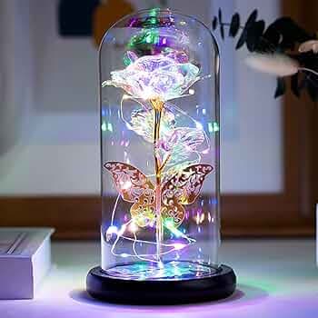 ORORANY Forever Rose Gift For Her, Galaxy Glass Rose Flower And Butterfly With Led Light Great Gift Ideas For Valentine'S Day, Mother'S Day, Birthday,...