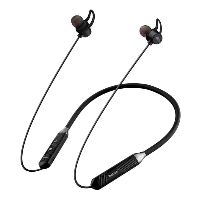 WeCool N1 Wireless Earphones with Dynamic Drivers for Immersive Music Experience, IPX5 Sweatproof, 12 Hours Playtime, Flexible Bluetooth Neckband Head