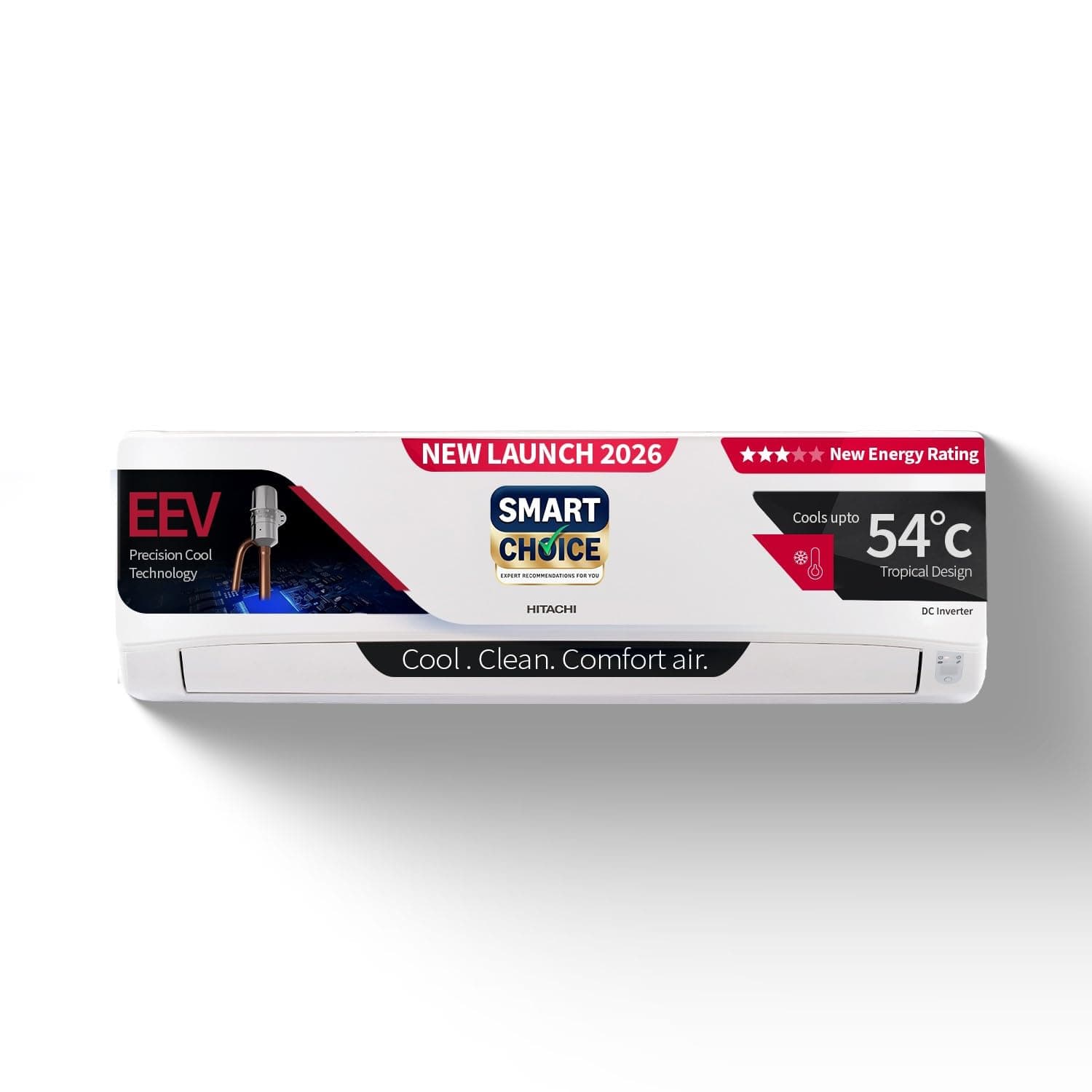 Hitachi 1 Ton 3 Star, New Star rated, Inverter Split AC (Copper, 4 Way Swing, ice Clean, EEV Precision- Higher Performance Cooling, RAS.G312PCDIBS, Wh...