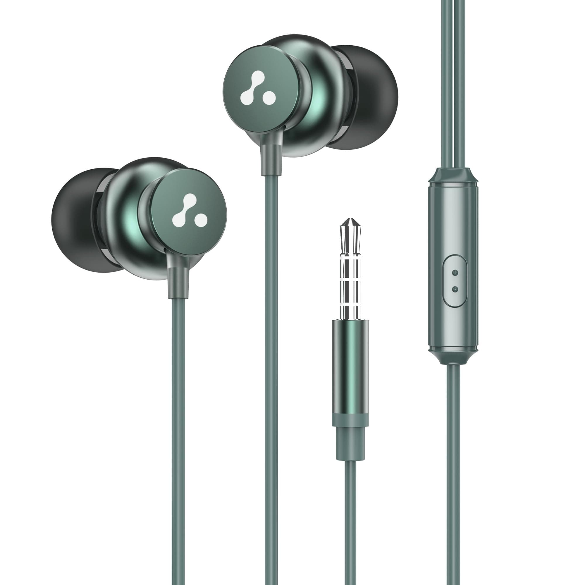 Ambrane Stringz 38 Wired Earphones with Mic, Powerful HD Sound with High Bass, Tangle Free Cable, Comfort in-Ear Fit, 3.5mm Jack (Green), Normal