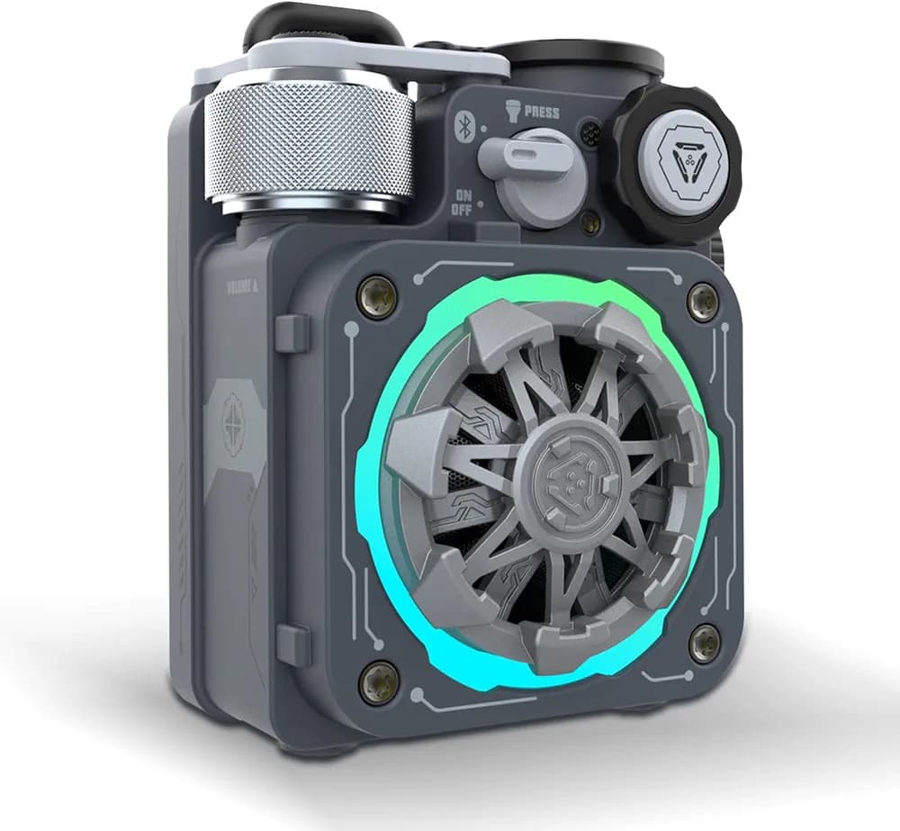Muzen Cyber Cube Premium Bluetooth Speaker Grey, Bluetooth 5.0, Portable Speaker with Fidget Spinner, Crystal Clear Sound with RGB Led Light Wireless Speaker, Waterproof Speakers for Indoor Outdoor