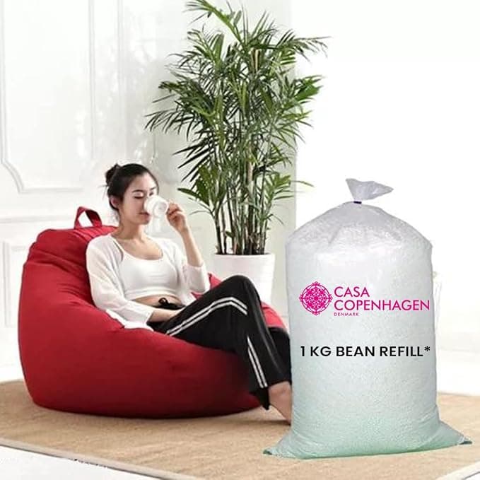Casa Copenhagen Premium Virgin Grade Thermocol Balls Refill for Pillows, Sofa, Bean Bags, Soft Toys & Beans for Bean Bag Refill 1 Kg (White)