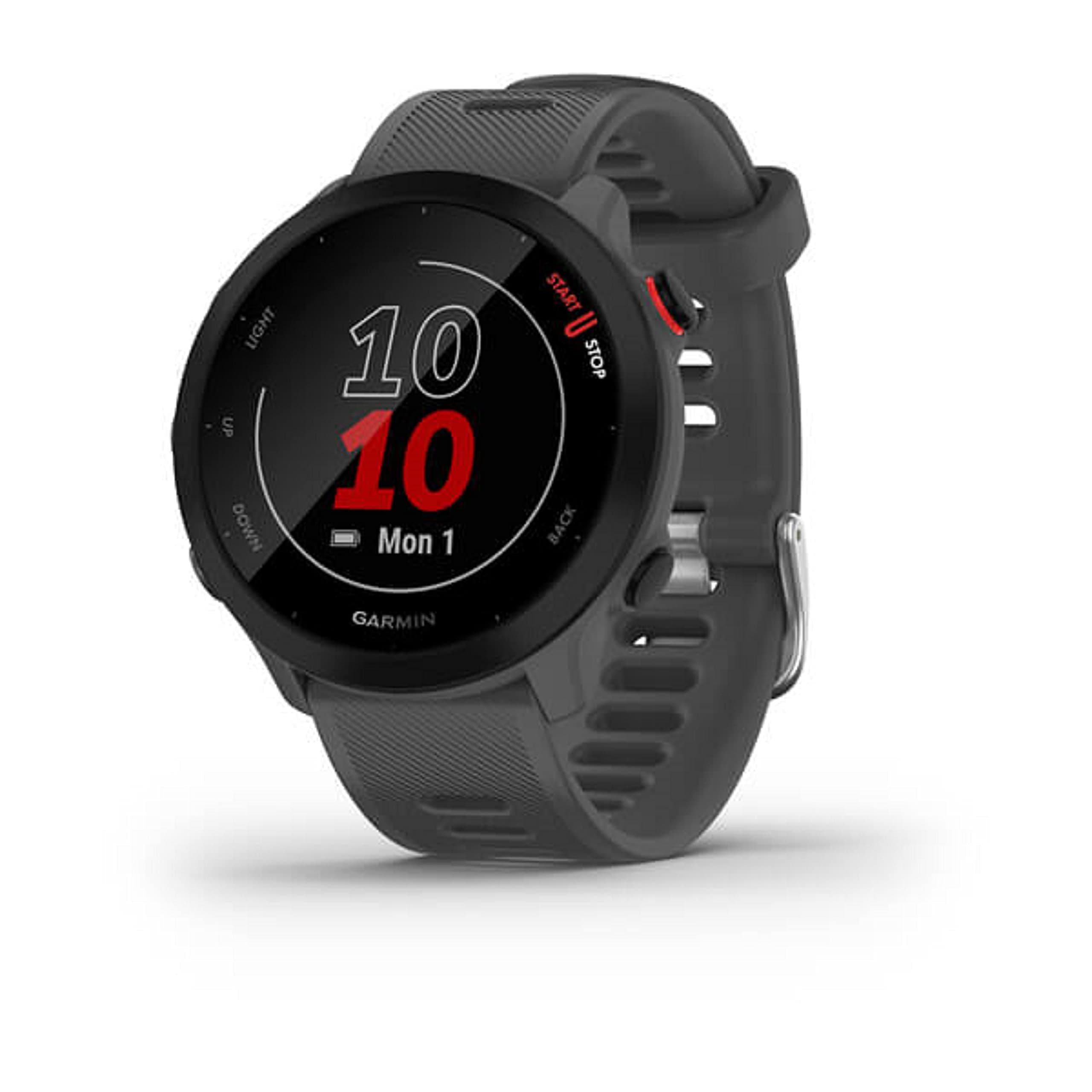 Garmin Forerunner 55, GPS Running Watch with Daily Suggested Workouts, Up to 2 Weeks of Battery Life (Monterra Grey)