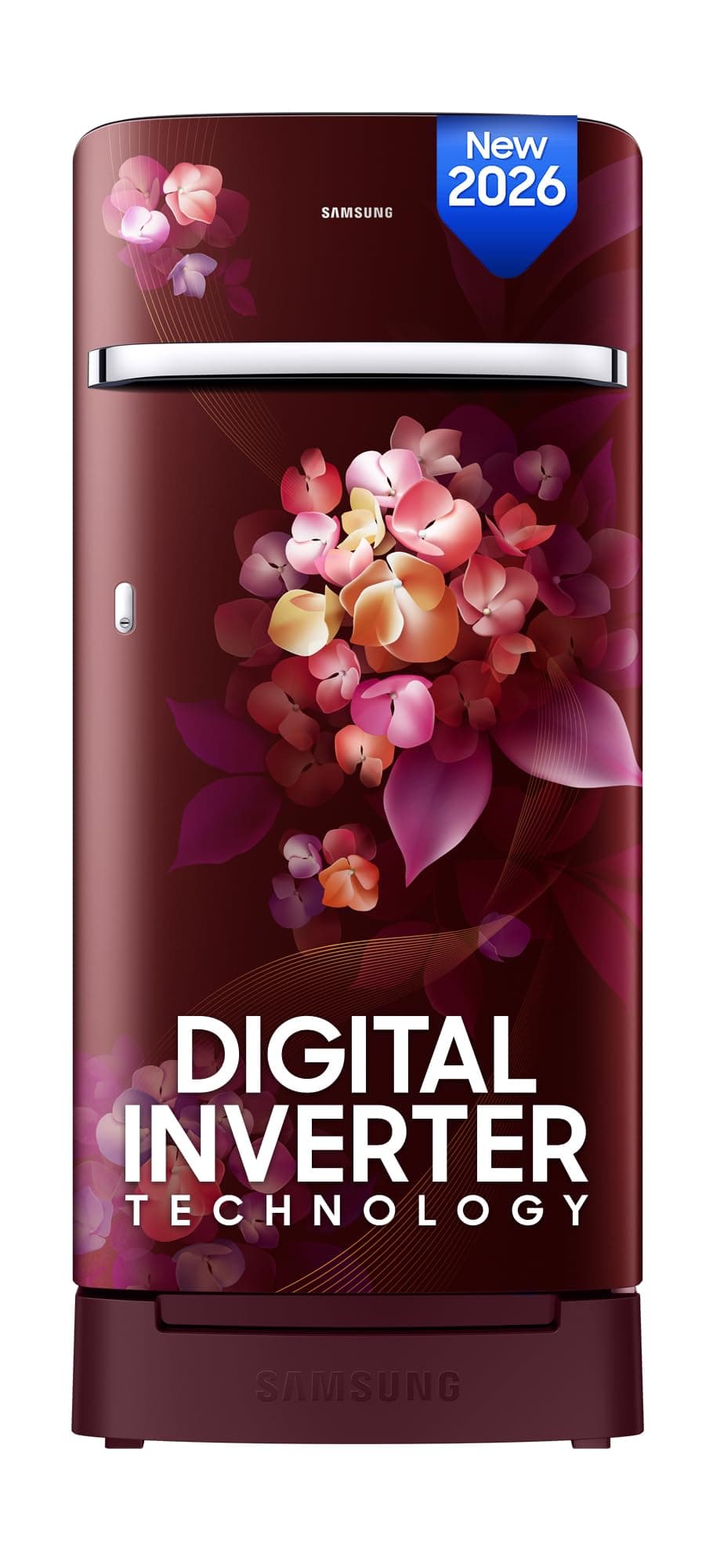 Samsung 215 L, 5 Star, Digital Inverter, Direct-Cool Single Door Refrigerator (RR23H2H35HT/HL, Red, Hydrangea Plum, Base Stand Drawer, Single Touch De...
