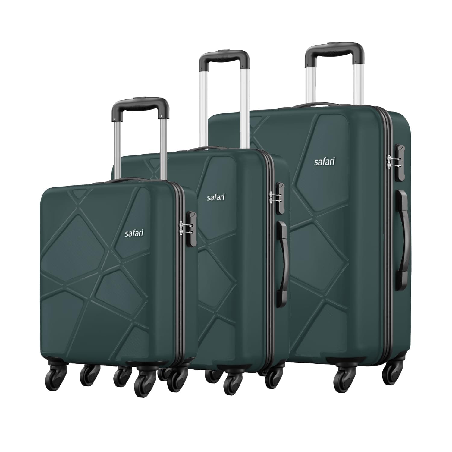Safari Pentagon Set of 3 (Cabin + Medium + Large) Trolley Bags Hard Case Polypropylene 4 Wheels 360 Degree Wheeling Luggage, Travel Bags, Suitcase for...
