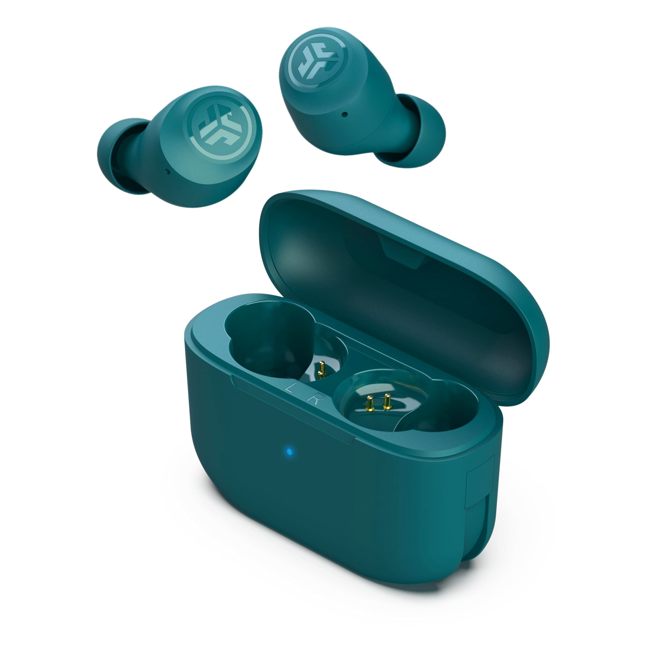 JLab Go Air Pop Wireless Bluetooth Earbuds + Charging Case Teal Dual Connect Ipx4 Sweat Resistance Bluetooth 5.1 Connection 3 Eq Sound Settings: Jlab Signature, Balanced, Bass Boost Small/Medium Teal