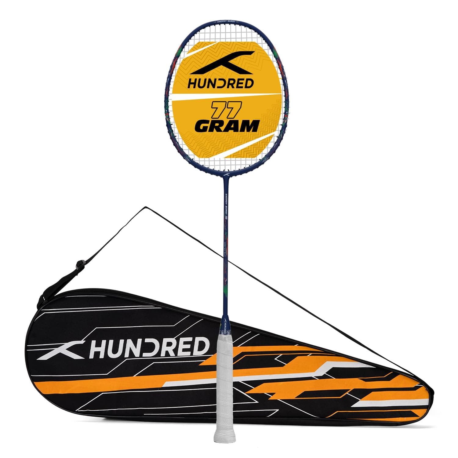 Hundred Energy Burst 18 Strung Badminton Racket with Full Cover (Navy, 77 g)