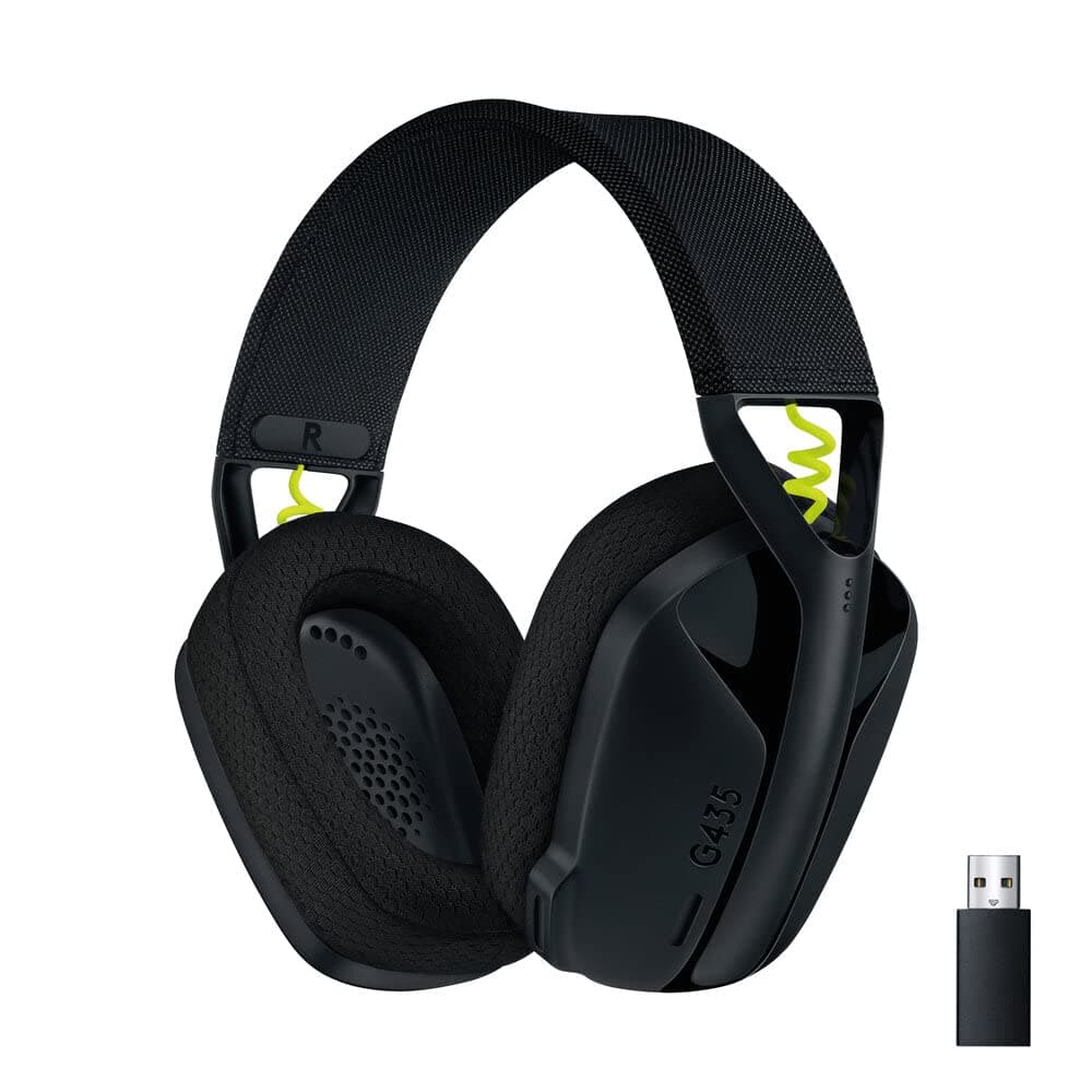 Logitech G435 Light Speed and Lightweight Gaming Bluetooth Wireless Over Ear Headphones with Mic, 18H Battery, Compatible for