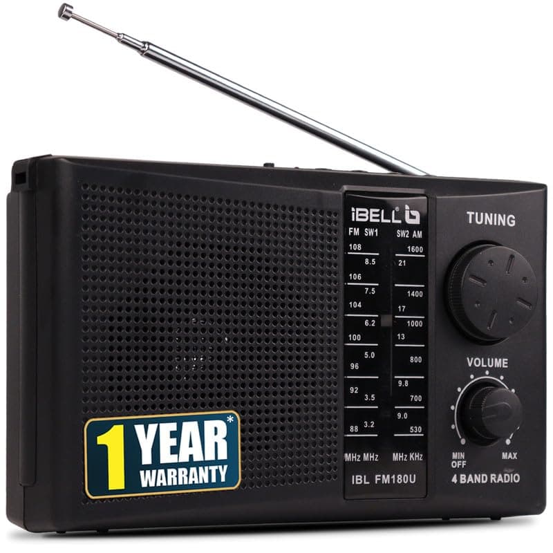 iBELL FM180U Portable FM Radio, USBSDMP3 Player & Dynamic Speaker 4 Band,Black