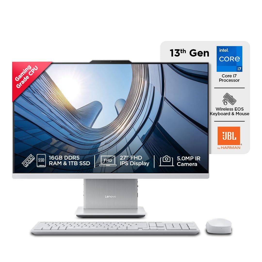 Lenovo IdeaCentre AIO Intel Core i7 13620H 27" FHD IPS 3-Side Edgeless All-in-One Desktop (16GB/1TB SSD/Win11/Office 21/5.0MP+IR Camera/3Wx2 HARMAN Sp...