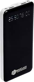 MAXCLASS Digital Power Bank |10000 mAh| 18W Fast Charging| Input-Type C and Micro USB| Double Output | White