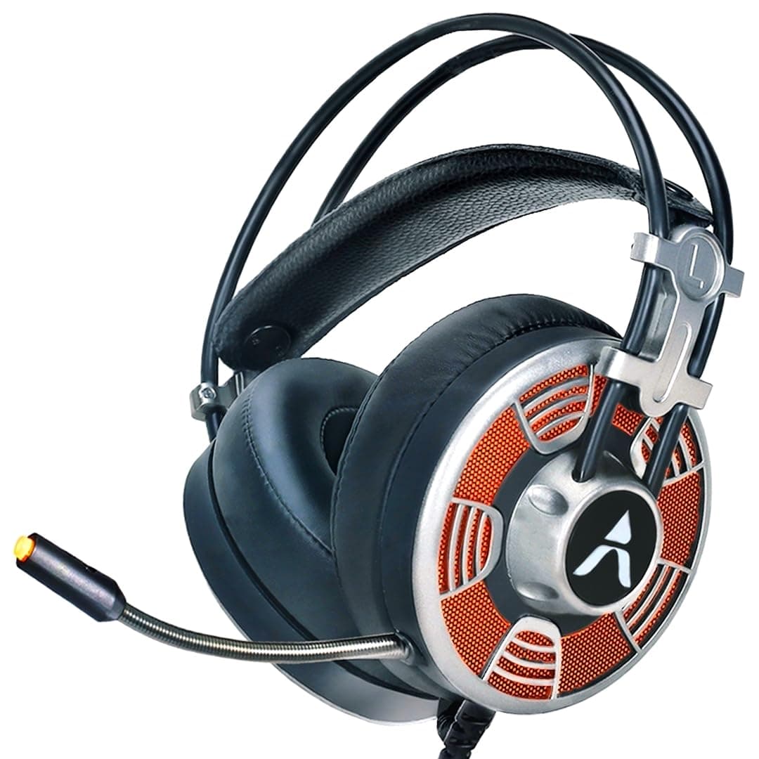 Adcom Vision 7.1 USB Noise Cancelling Super Gaming Over Ear Stereo Headphone with Omnidirectional Mic, Cool LED, 50mm Drivers, 7ft Extra Long Braided