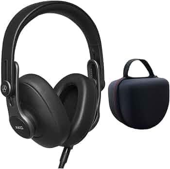 AKG Pro Audio K371 Over Ear, Closed-Back, Foldable Studio Wired Headphones Bundle with Professional Headphone Case for Inward-Folding Headphones (2 It...