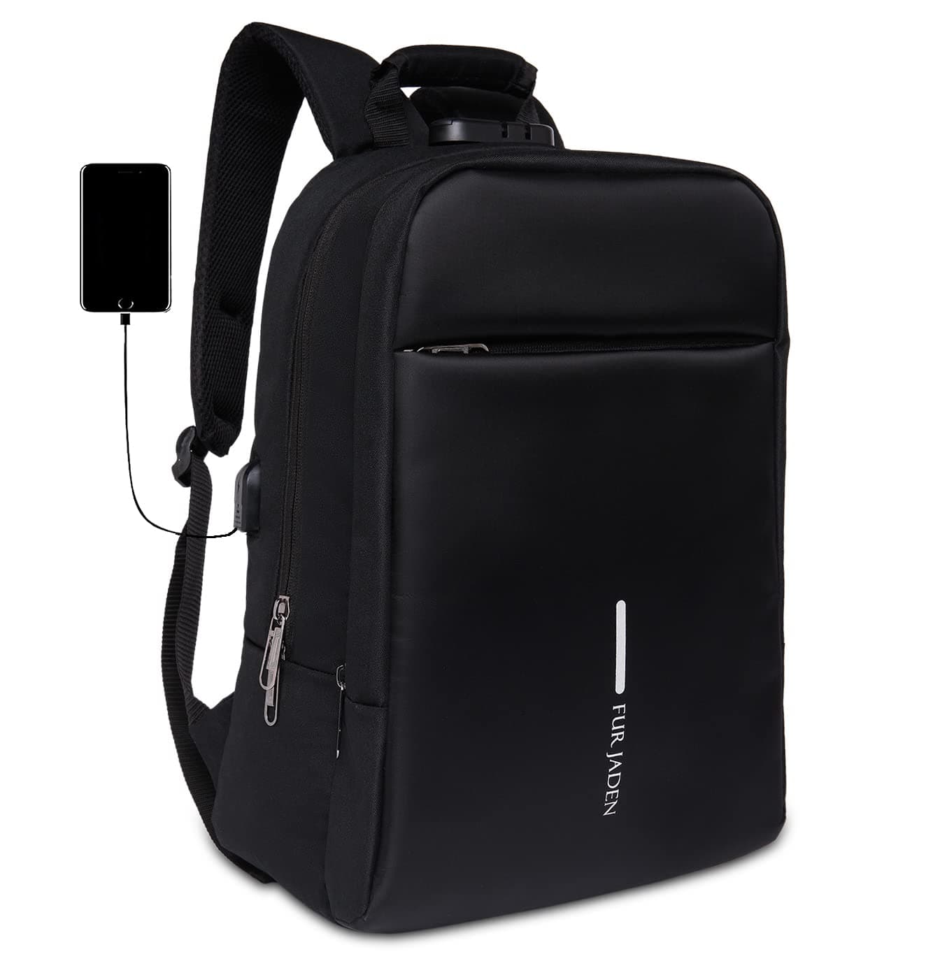 Fur Jaden Anti Theft Number Lock Backpack Bag with 15.6 Inch Laptop Compartment, USB Charging Port & Organizer Pocket for Men Women Boys Girls