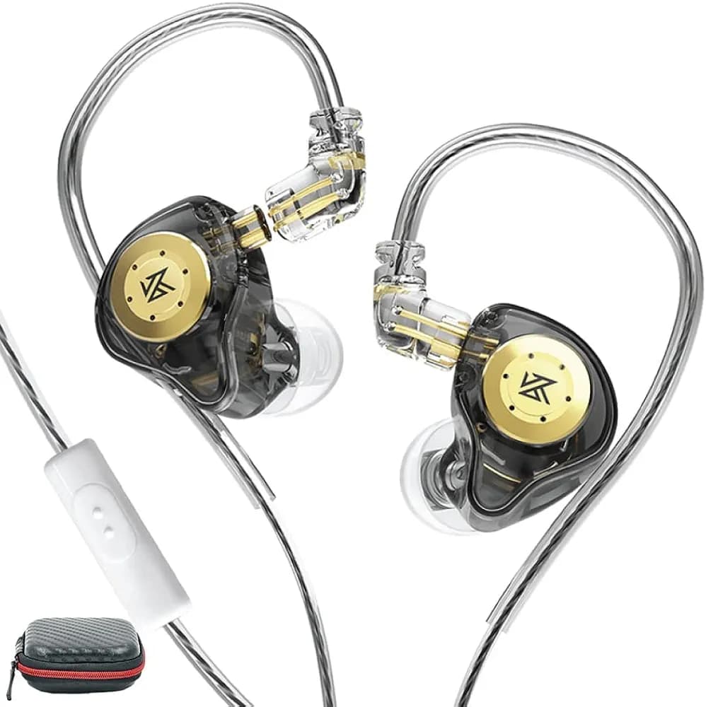 Kz Edx Pro Wired In Ear Earphone With Mic Hifi Stereo Special Dual Magnetic Circuit Dynamic Driver With 5N Ofc 2Pin Detachable Cable With Leatherette Case (Black)